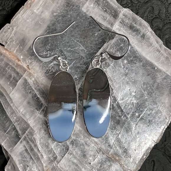Common Blue Opal Earrings Stone Crystal Jewelry - Picture 9 of 10